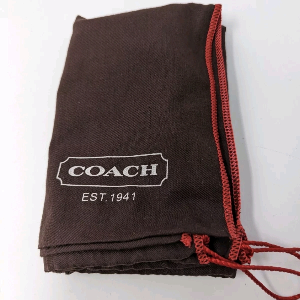 Coach Dust Bag Brown with Red Drawstring Purse Storage Protector Authentic 19x15